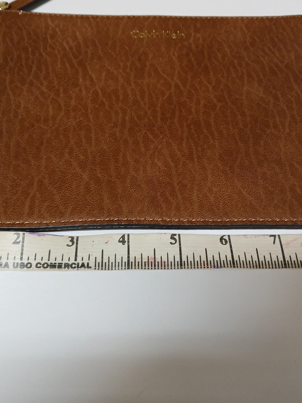❗️NWOT Calvin Klein Cognac Leather Wristlet Pouch - Picture 4 of 5